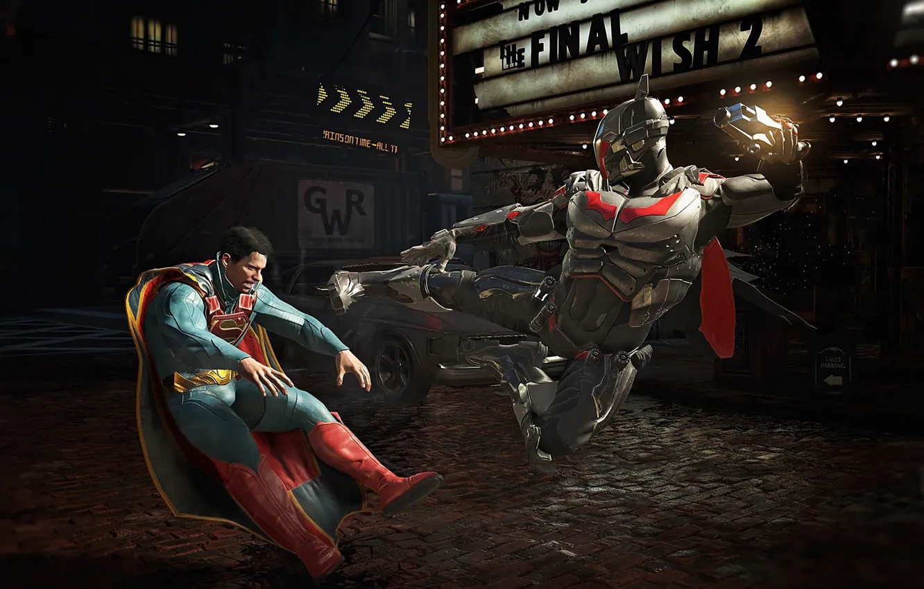 Photo wallpaper game, Batman, armor, fight, bat, Superman, hero, suit