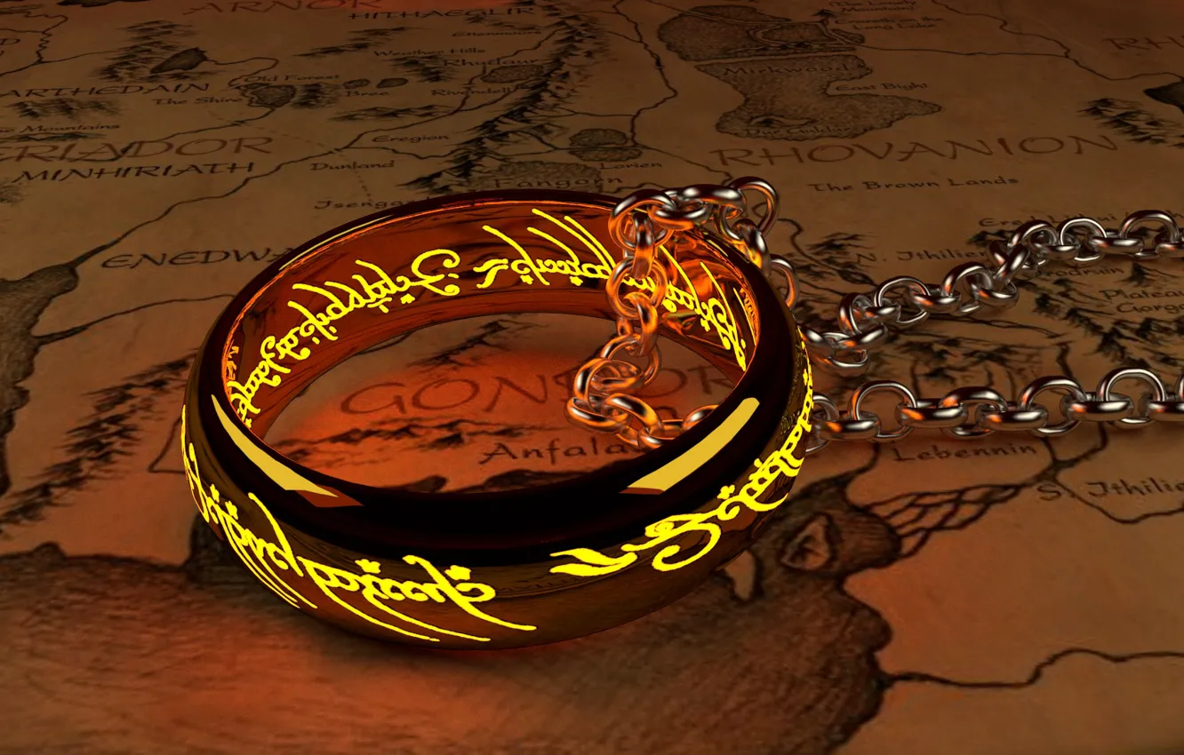 Photo wallpaper Map, The Lord Of The Rings, Ring, The Lord Of The Rings, Chain, The One …