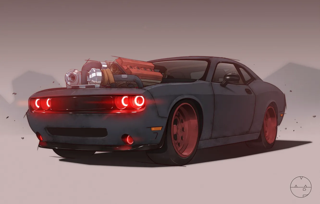 Photo wallpaper Auto, Figure, Machine, Dodge, Challenger, Art, Dodge Challenger, Demon