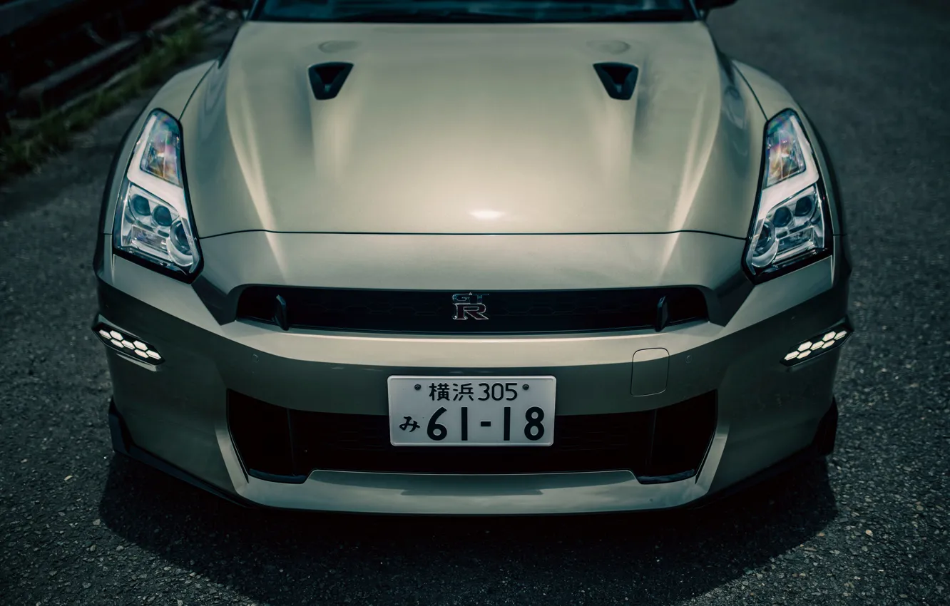 Photo wallpaper Nissan, GT-R, close-up, front, R35, 2023, Nissan GT-R Premium Edition T-spec