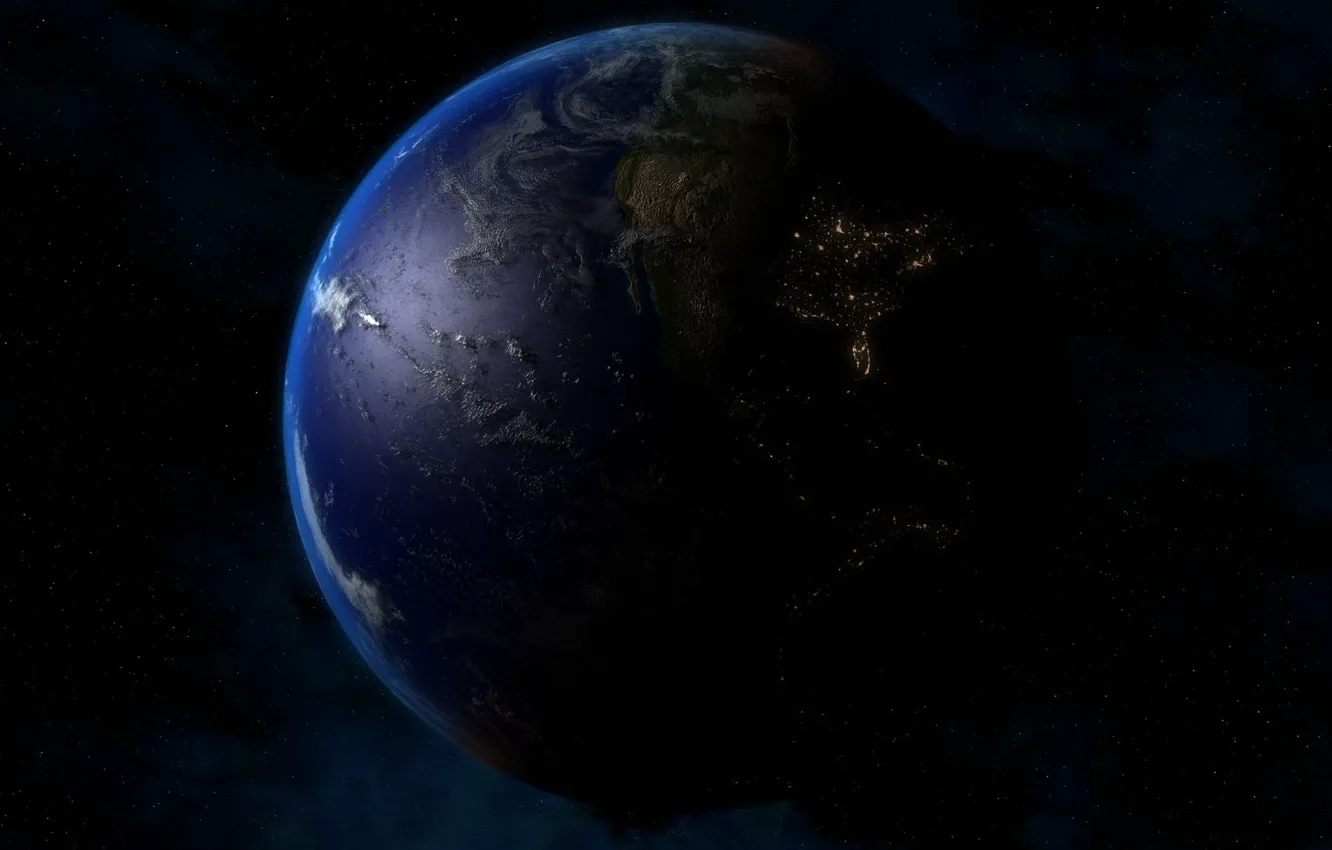 Photo wallpaper night, lights, earth, planet