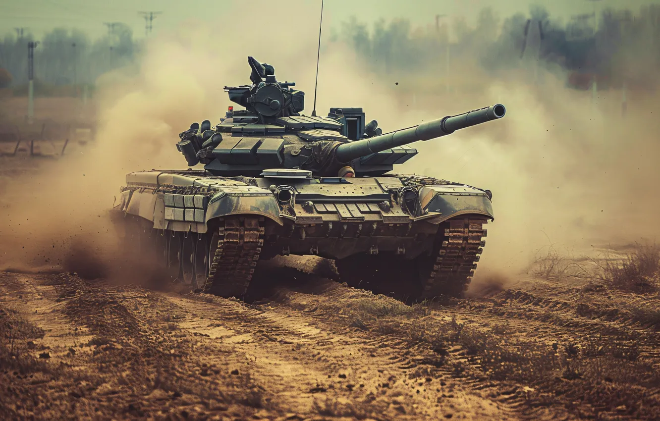 Photo wallpaper smoke, dust, tank, digital art, AI art, The Art of Artificial Intelligence, neural network