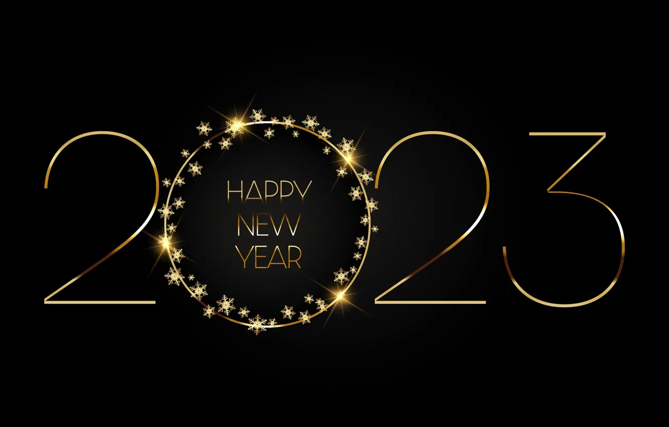 Photo wallpaper gold, New Year, figures, golden, happy, New Year, glitter, 2023