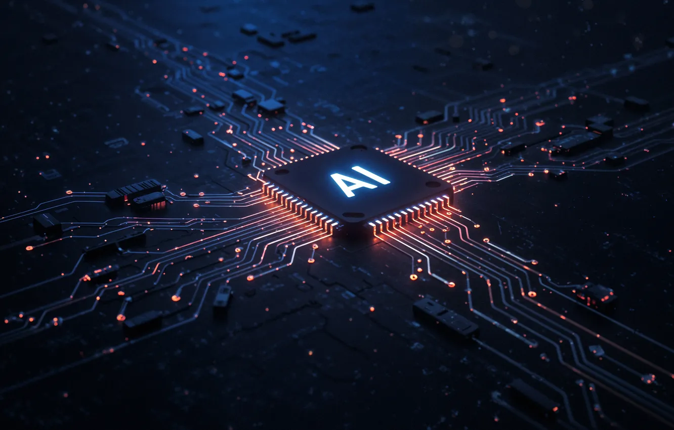 Photo wallpaper board, Circuit, Chip