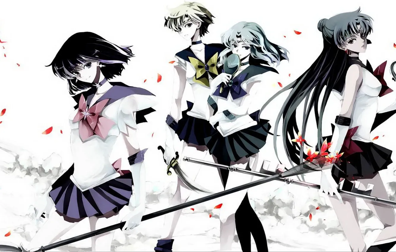 Photo wallpaper girls, Saturn, Anime, Pluto, Neptune, Sailor Moon, components Holy Grail, Uranus