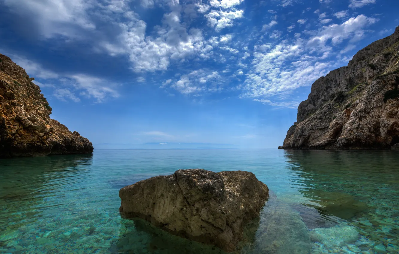 Photo wallpaper sea, the sky, stones, rocks, Croatia