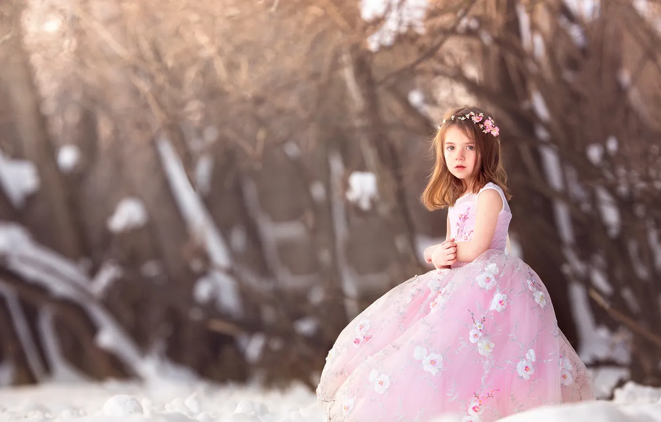 Photo wallpaper winter, dress, girl, Waiting for Spring