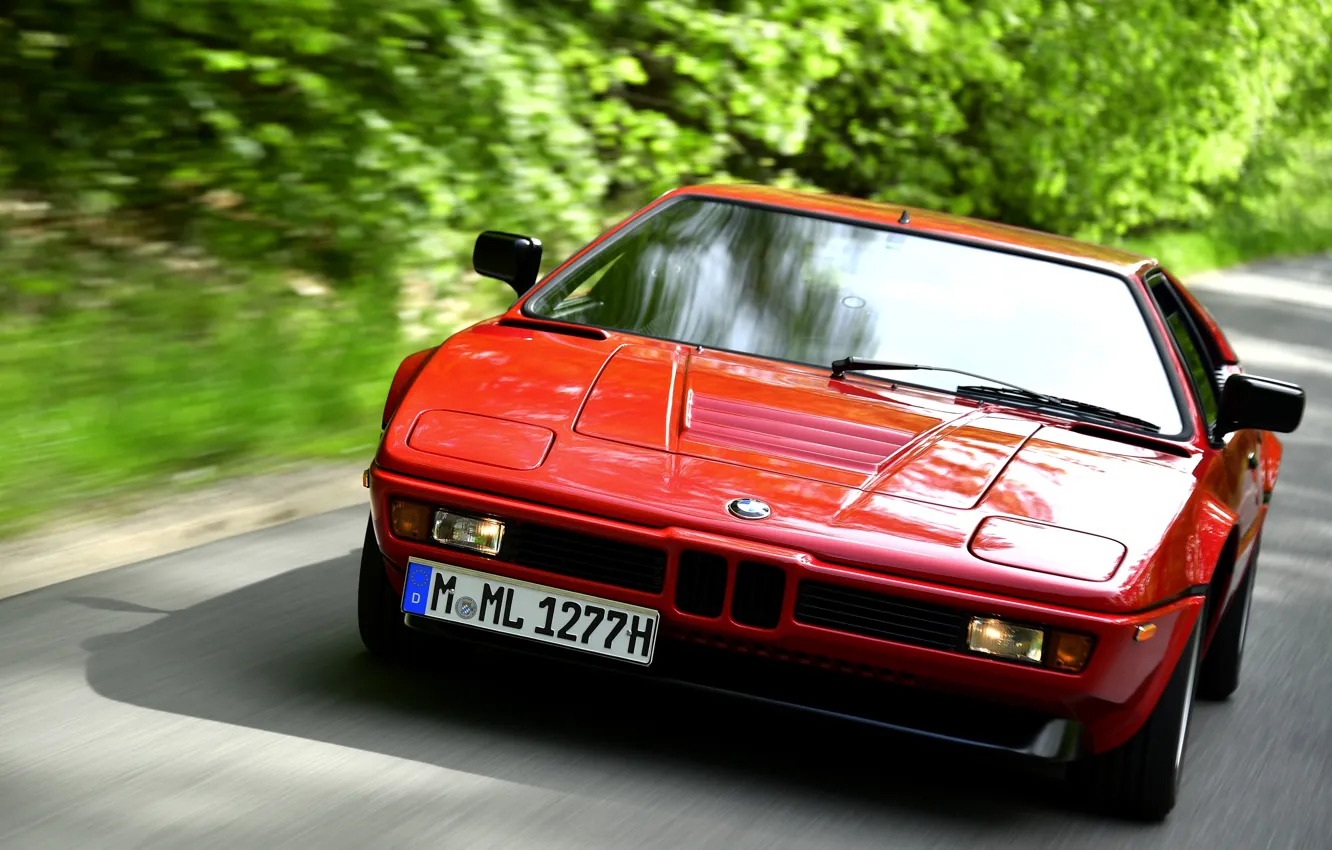 Photo wallpaper red, BMW, in motion, BMW M1, E26, M1