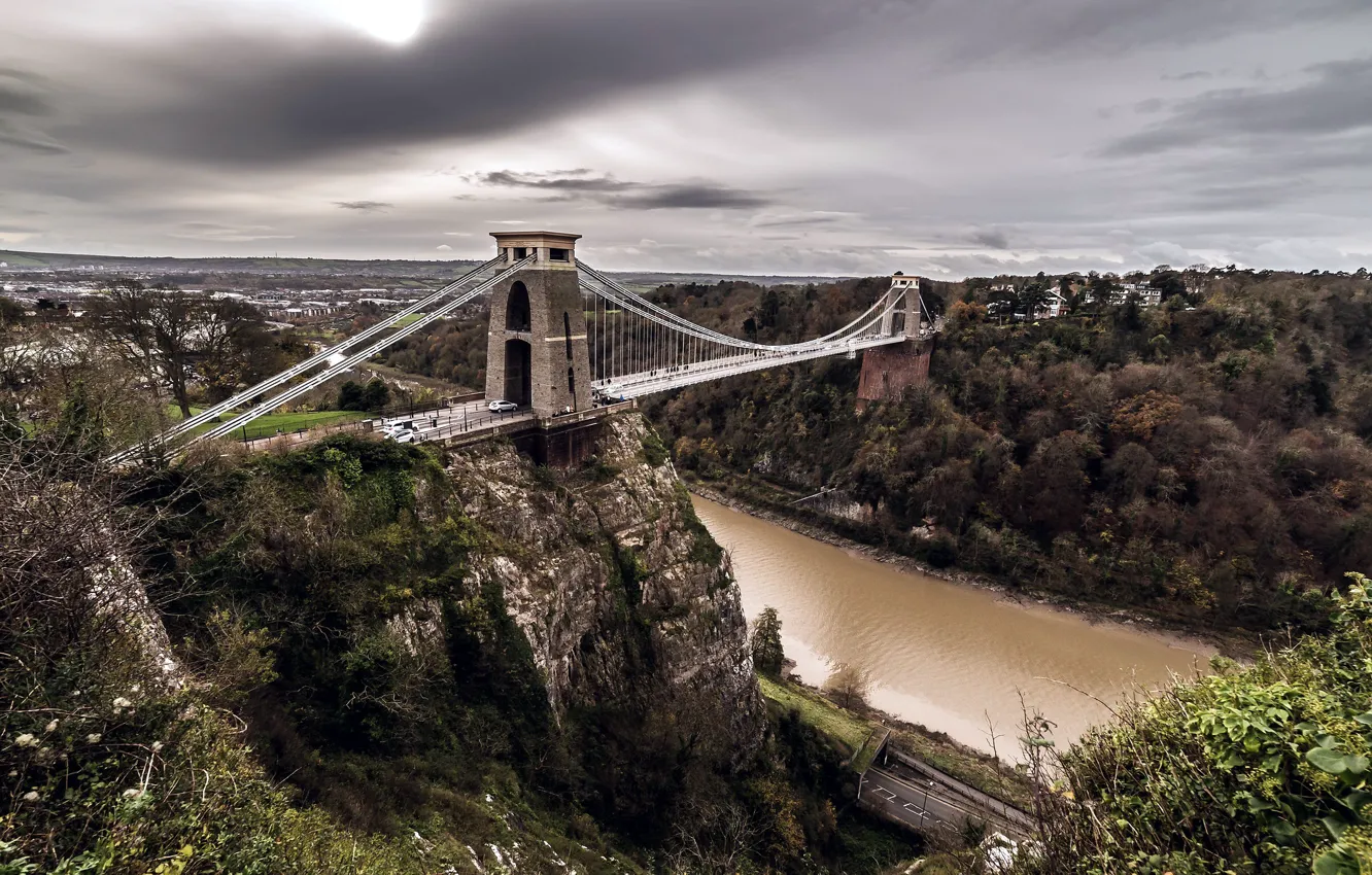 Photo wallpaper England, Bristol, Clifton suspension bridge