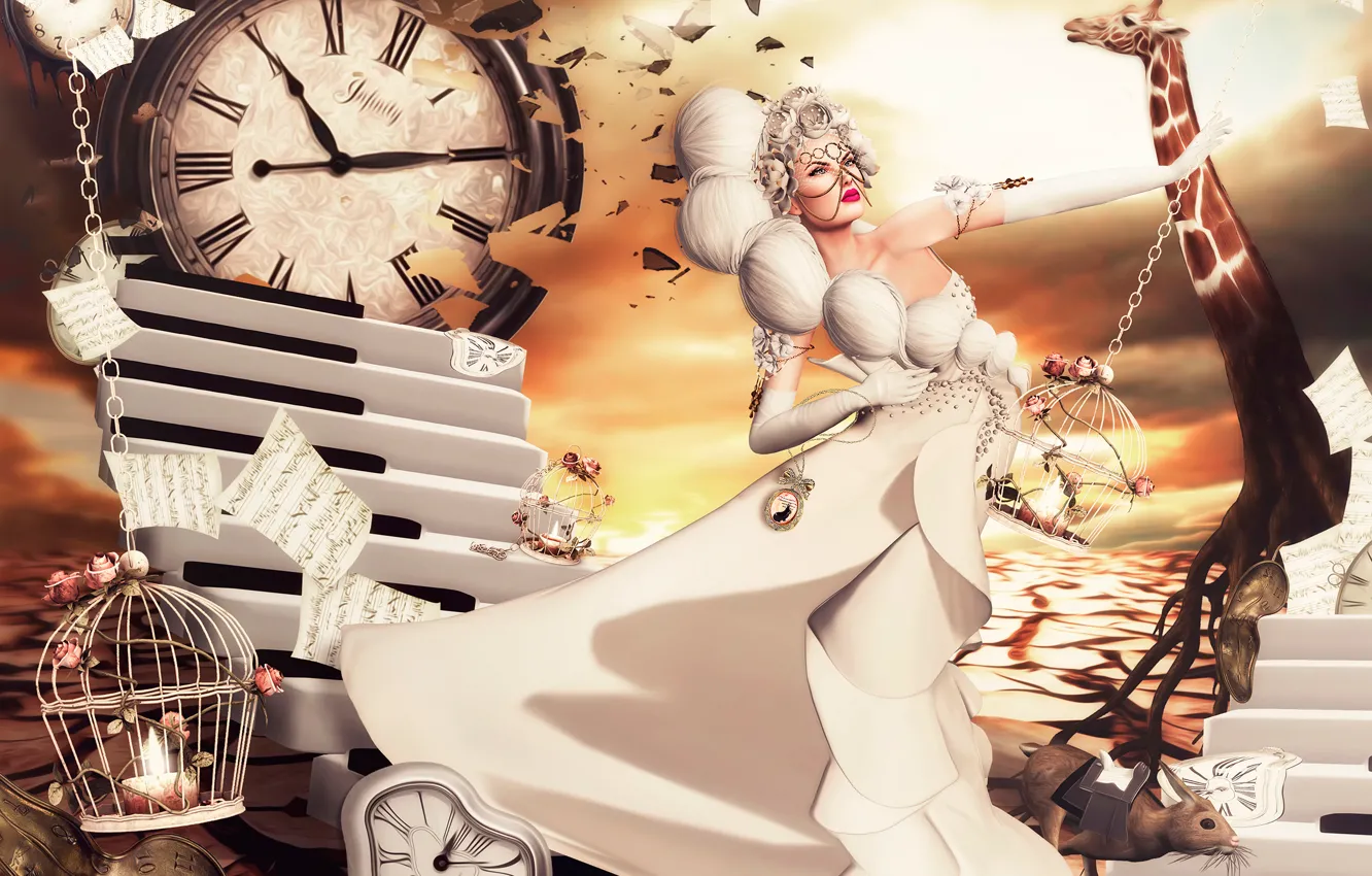 Photo wallpaper girl, fantasy, dress, art, Nadja Baxter, Dreams:Running Late