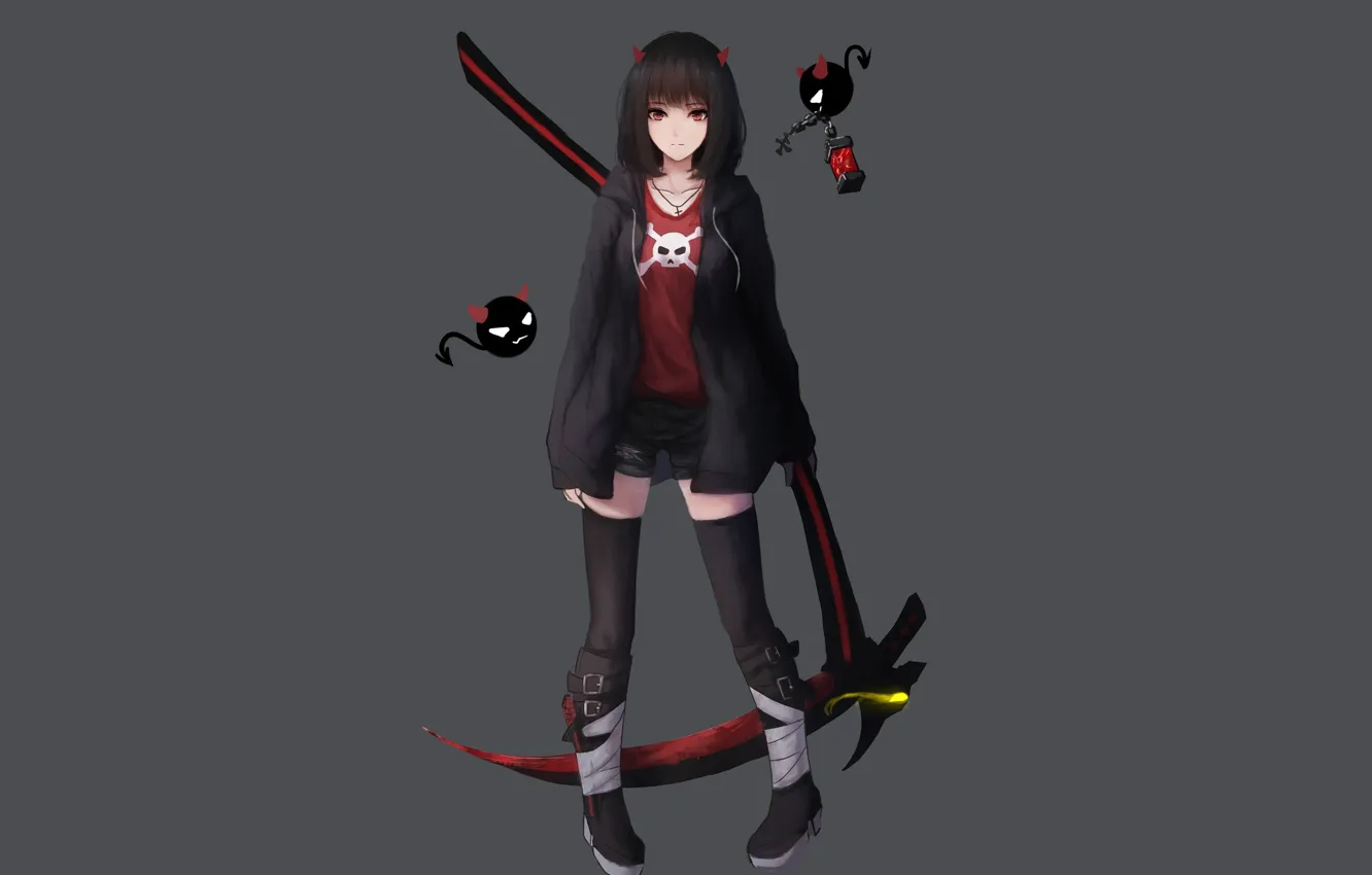 Photo wallpaper girl, weapons, background, yo, death scythe