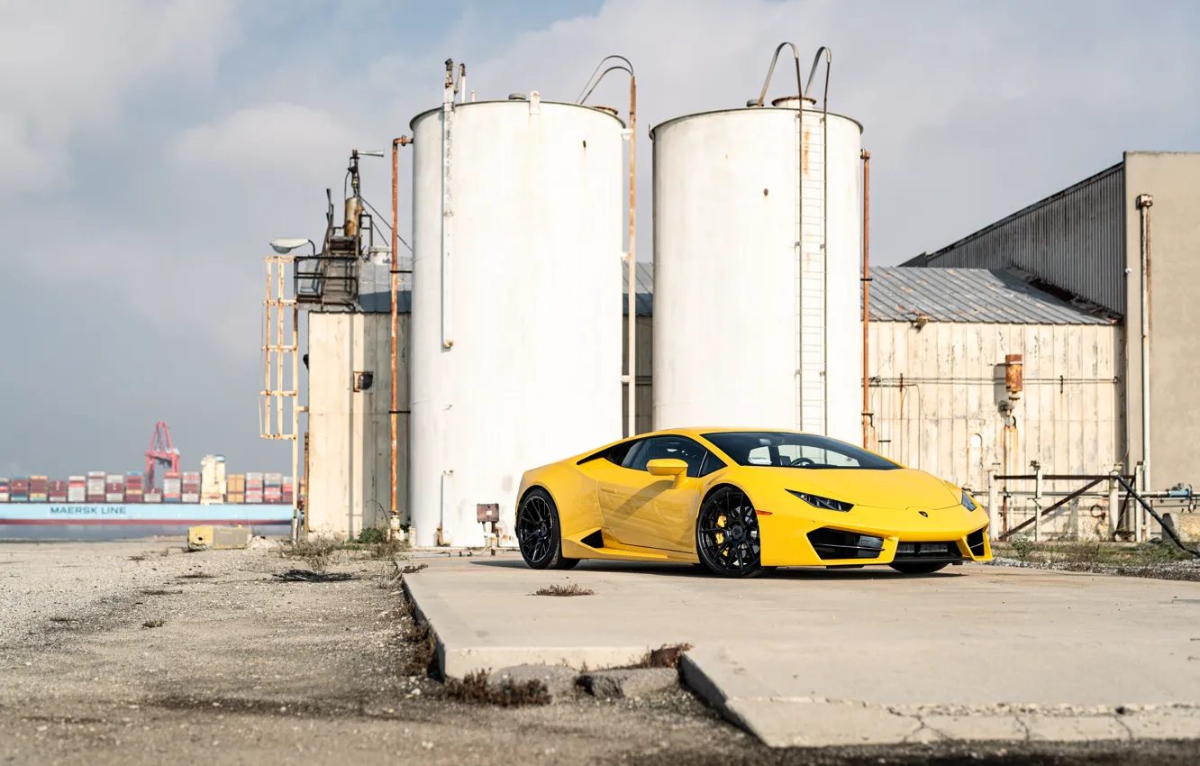 Photo wallpaper Lamborghini, Yellow, Huracan