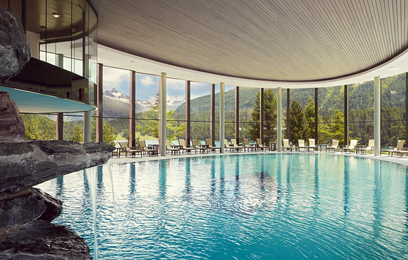 Photo wallpaper pool, indoor, wellness, St Moritz, Vackraste spaupplevelsen