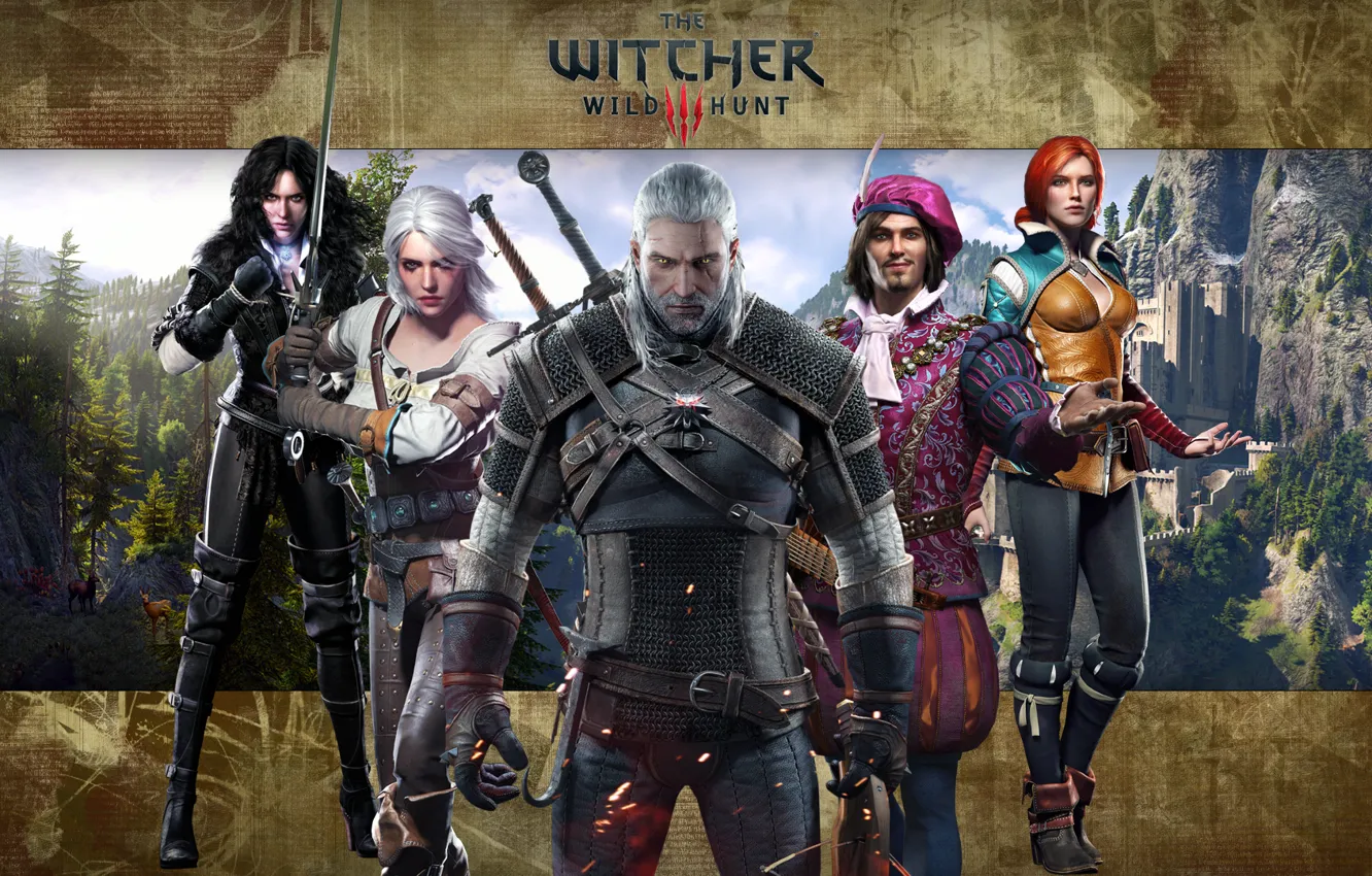 Photo wallpaper the Witcher, rpg, Geralt, Triss, Buttercup, the wild hunt, wild hunt, the witcher 3