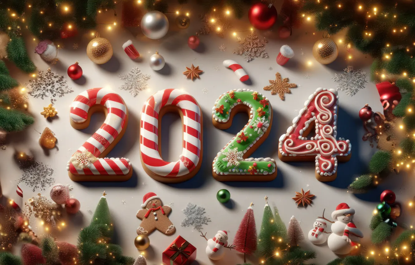 Photo wallpaper figures, New year, decoration, numbers, New year, 2024
