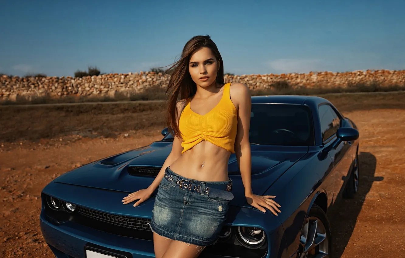 Photo wallpaper woman, young, beautiful, model, long-haired, Charming, tank top, miniskirt