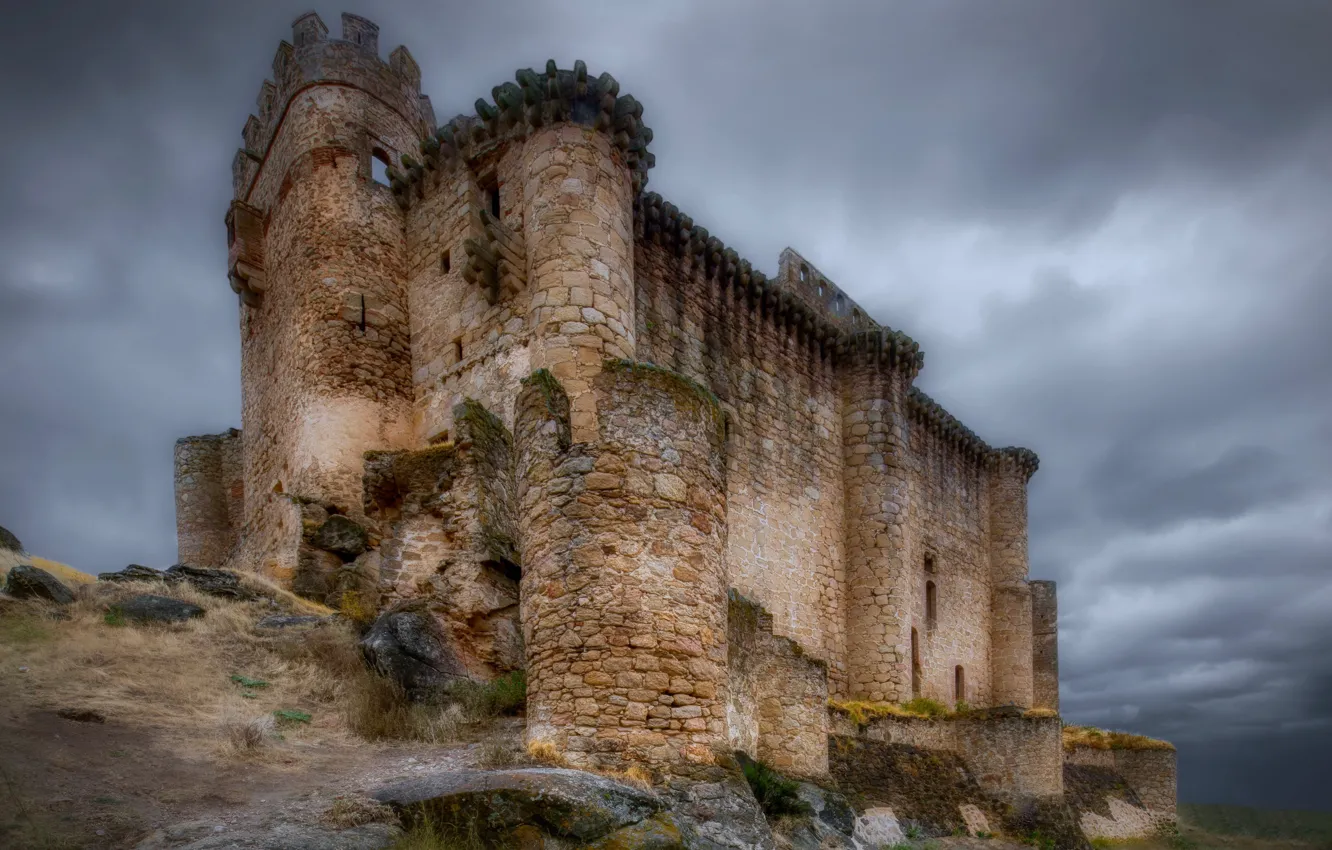 Photo wallpaper the sky, castle, ruins