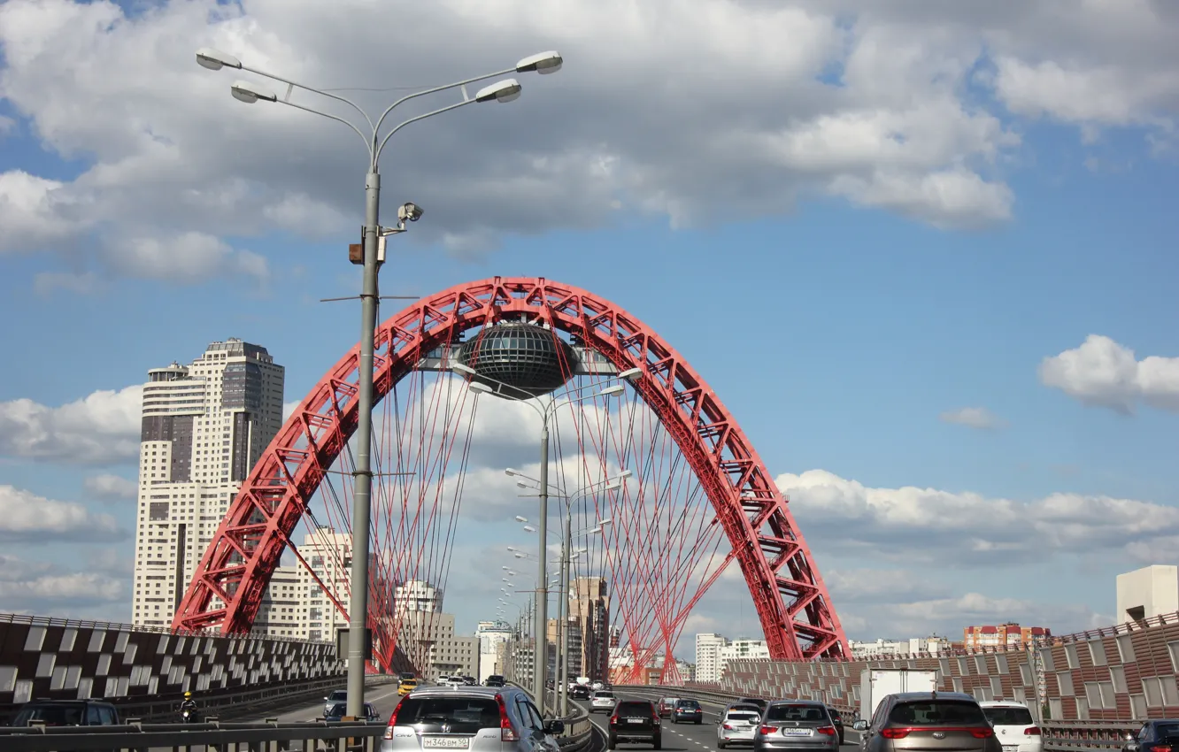 Photo wallpaper bridge, the city, Moscow