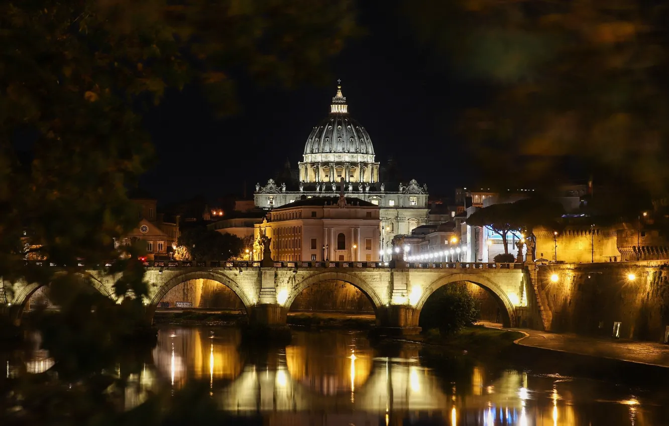Photo wallpaper night, Rome, Italy, The Vatican
