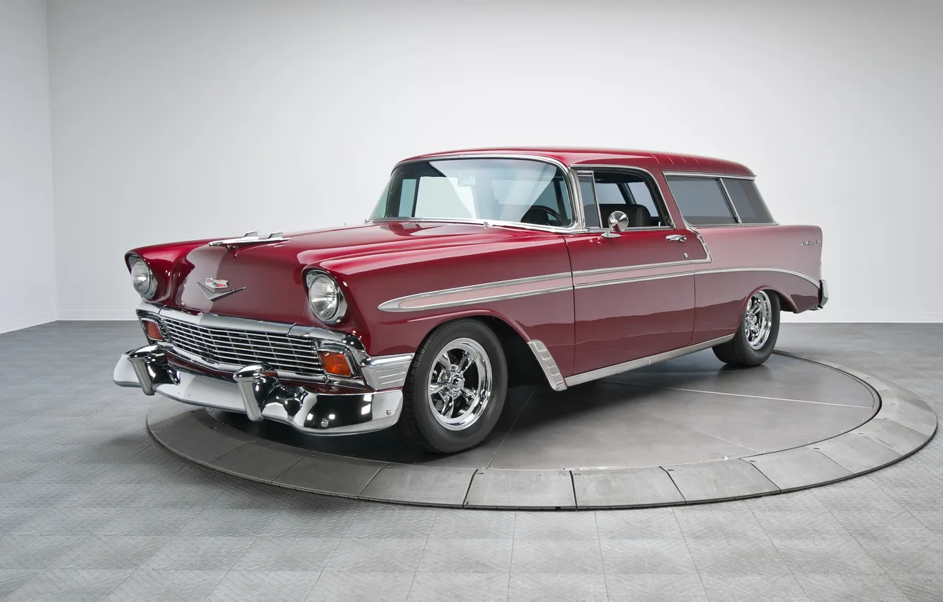 Photo wallpaper machine, red, retro, car, Chevrolet, salon