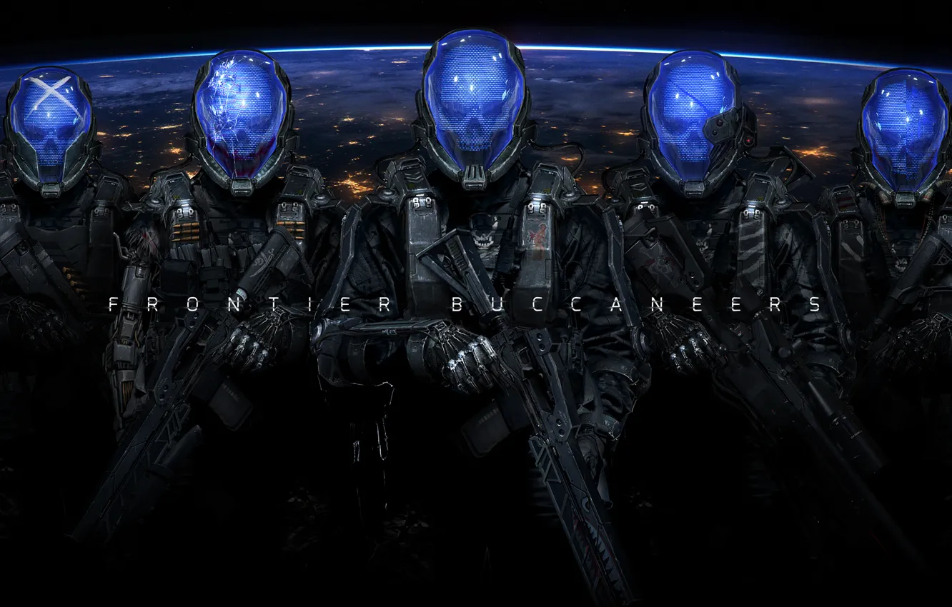 Photo wallpaper weapons, fiction, skull, the suit, soldiers, helmet, cyborg, Cyberpunk
