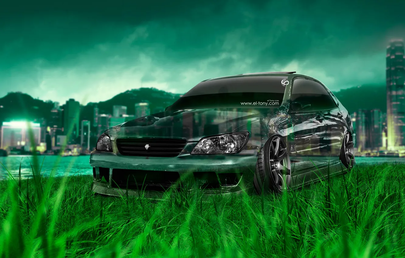 Photo wallpaper Nature, Sea, Auto, The city, Grass, Machine, Tuning, Style