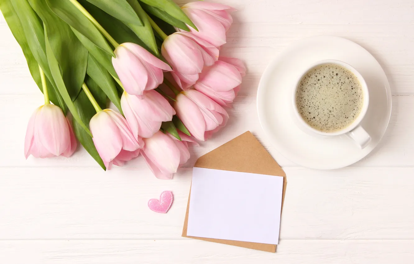 Photo wallpaper flowers, bouquet, tulips, pink, wood, pink, flowers, beautiful