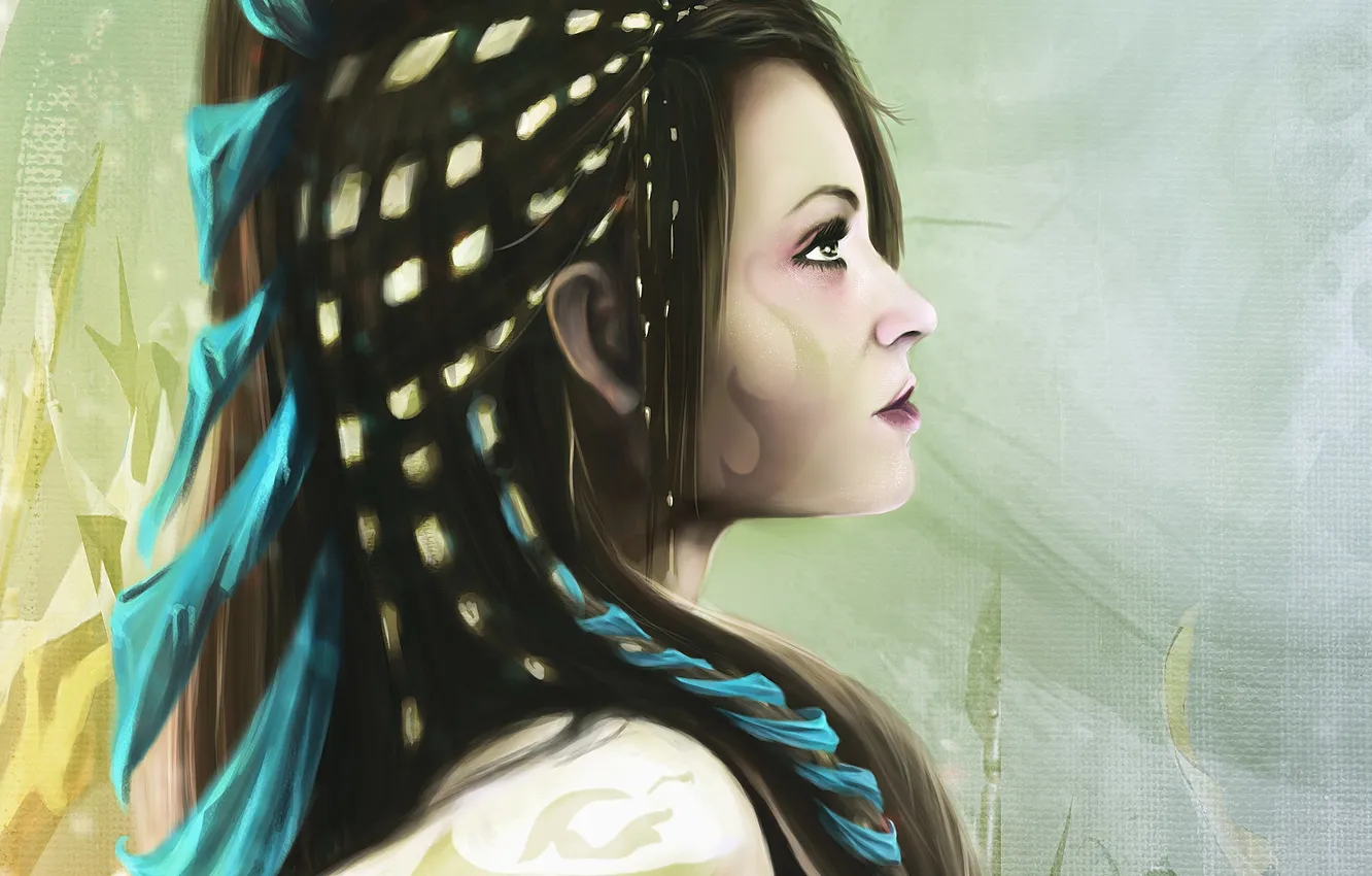 Photo wallpaper eyes, look, girl, face, background, hair, makeup, hairstyle