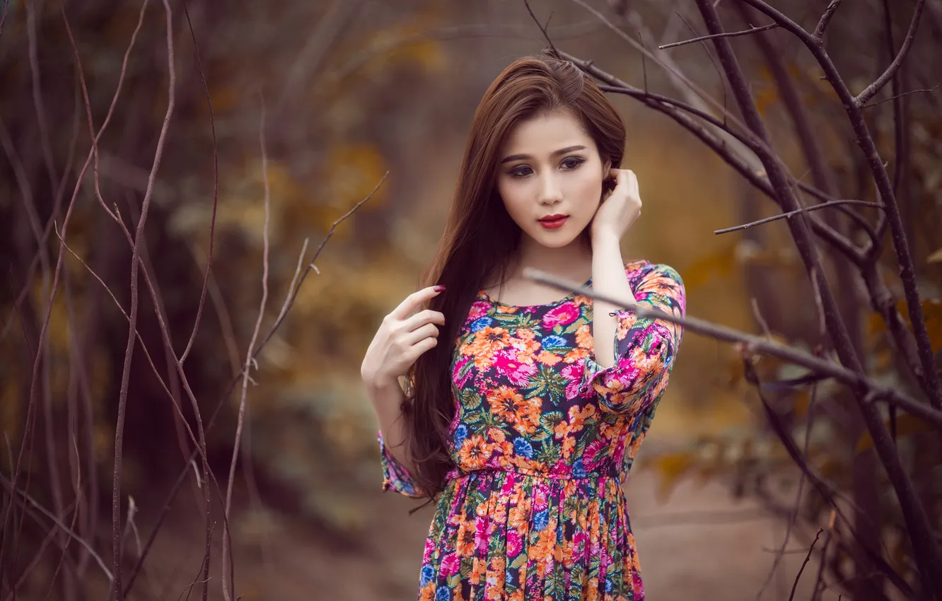 Photo wallpaper look, girl, background