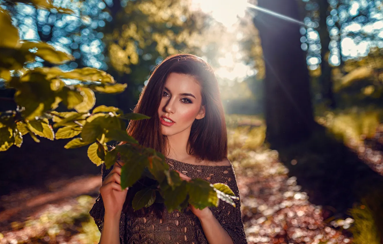 Wallpaper The Sun Trees Branches Pose Model Portrait Makeup