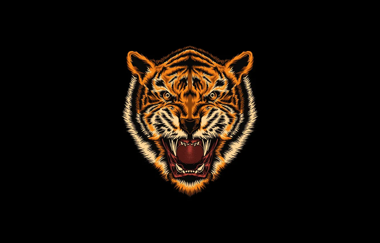 Photo wallpaper tiger, style, background, figure, minimalism, art, style, art