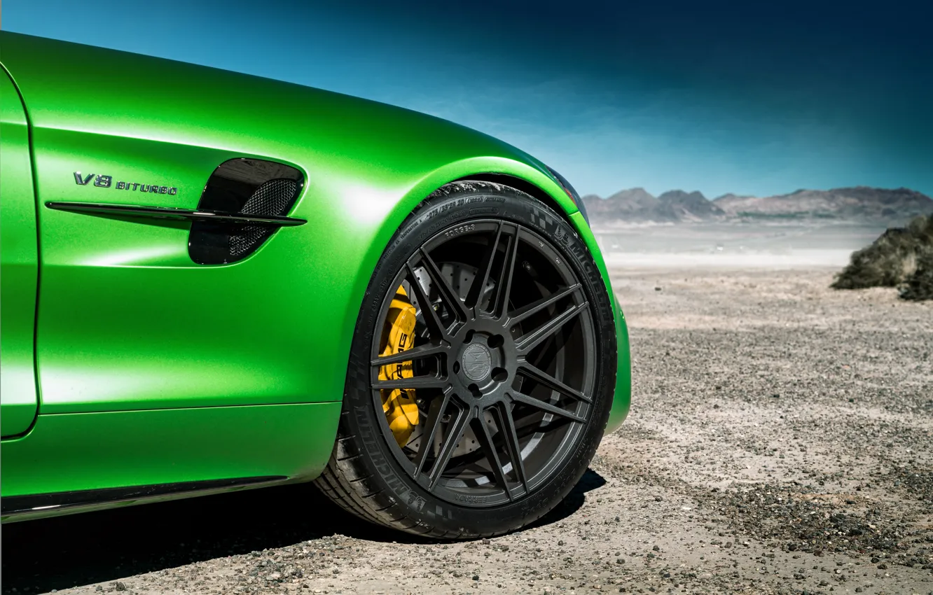 Photo wallpaper green, style, wheel, disk, Mercedes GTR