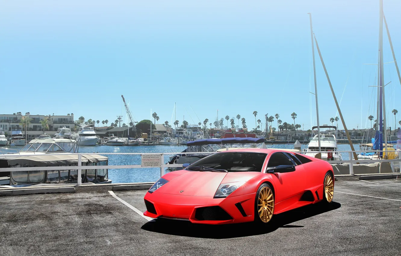 Photo wallpaper Red, Murcielago, LP640, Toned