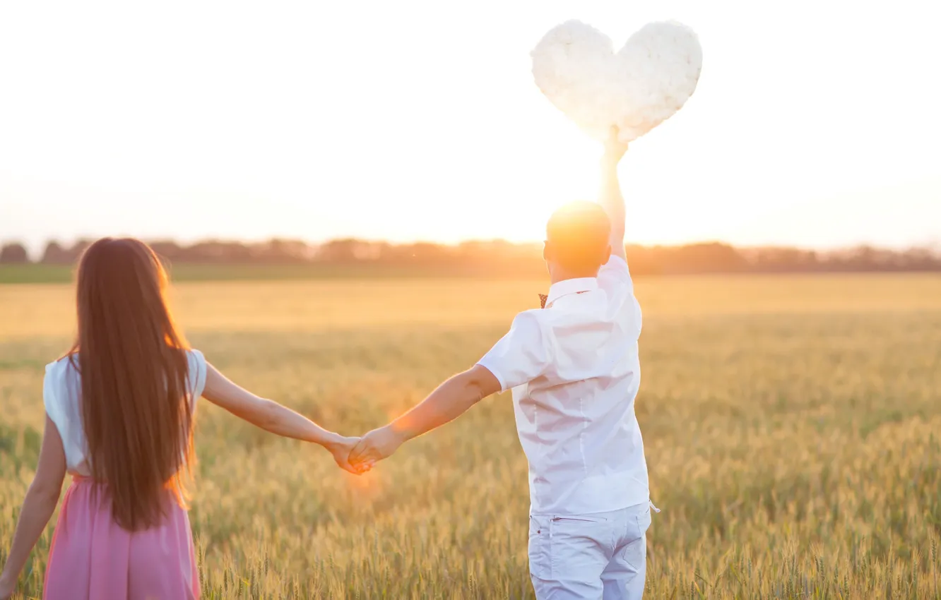 Photo wallpaper field, girl, love, nature, background, mood, Wallpaper, woman