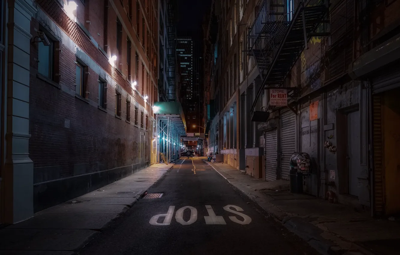 Photo wallpaper United States, night, New York, street, stop, urban scene