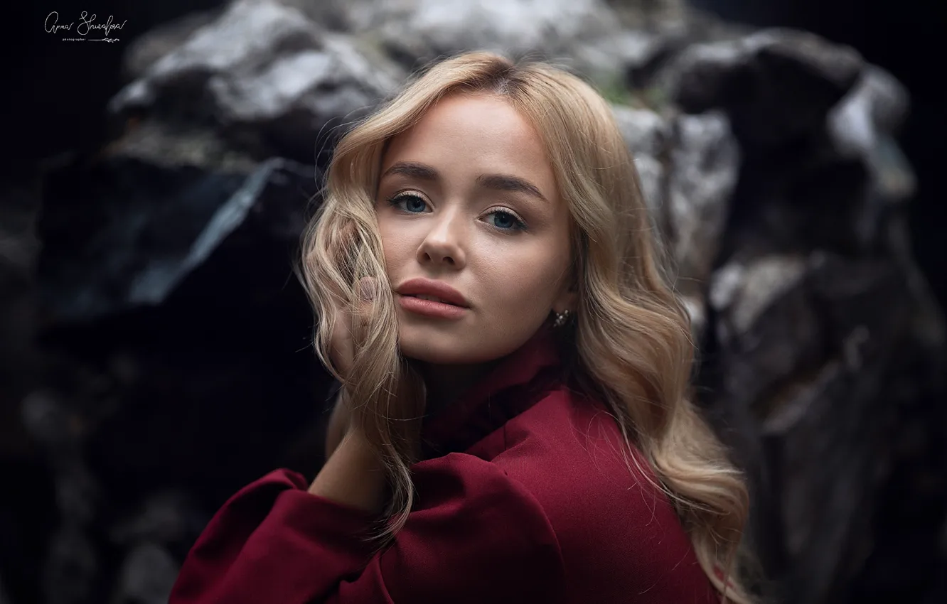 Photo wallpaper look, girl, model, portrait, blonde, lips, beauty, Anna Shuvalova