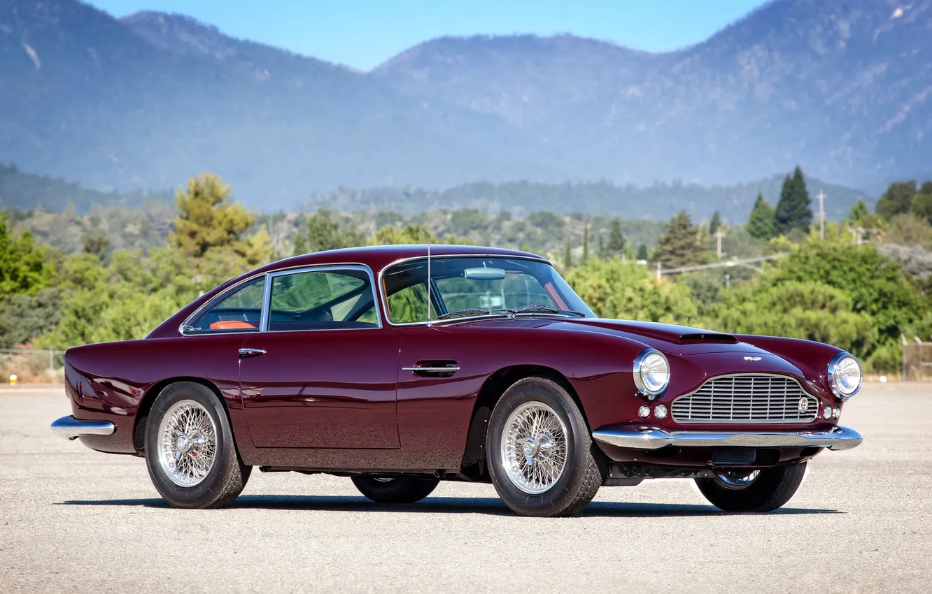 Photo wallpaper trees, mountains, Aston Martin, classic, rarity, 1958, DB4