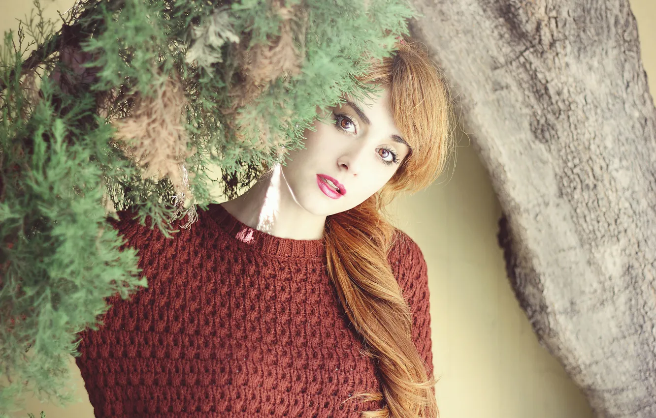 Photo wallpaper look, girl, face, background, hair