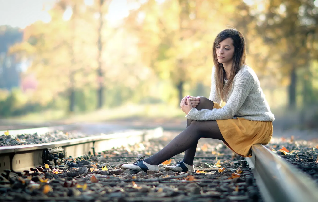 Photo wallpaper road, girl, Liz