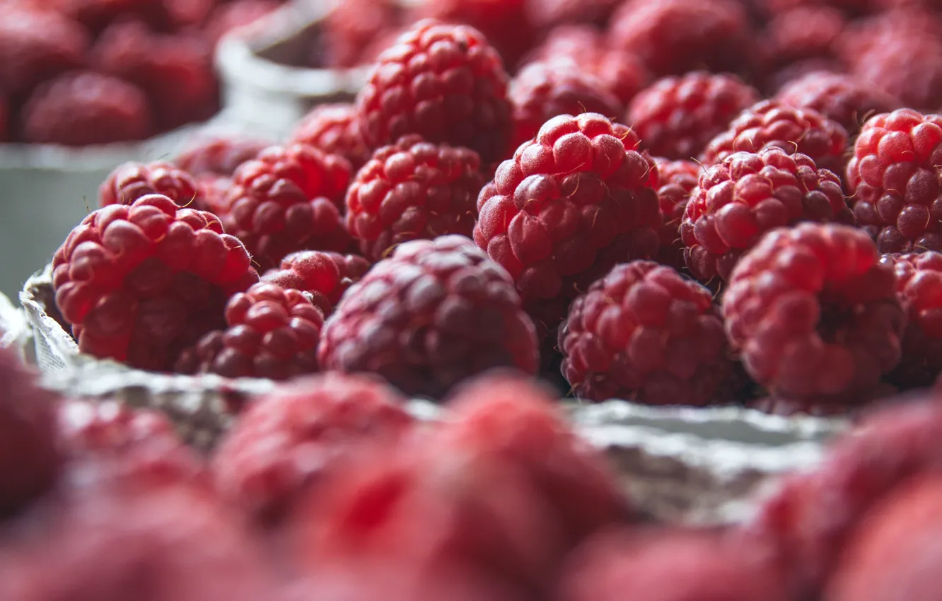 Photo wallpaper berries, raspberry, food, blur, bokeh