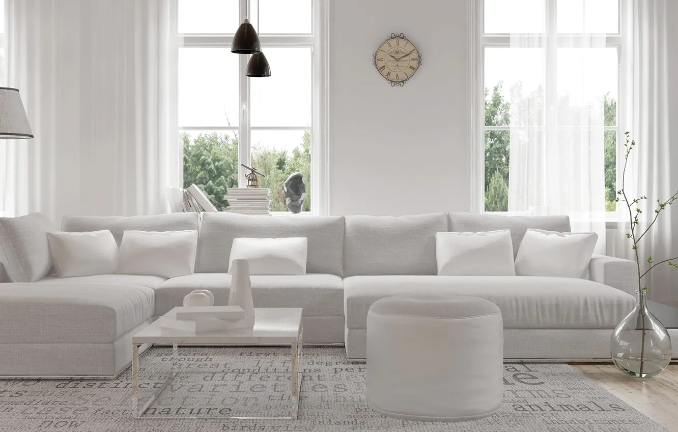 Photo wallpaper design, sofa, interior, living room