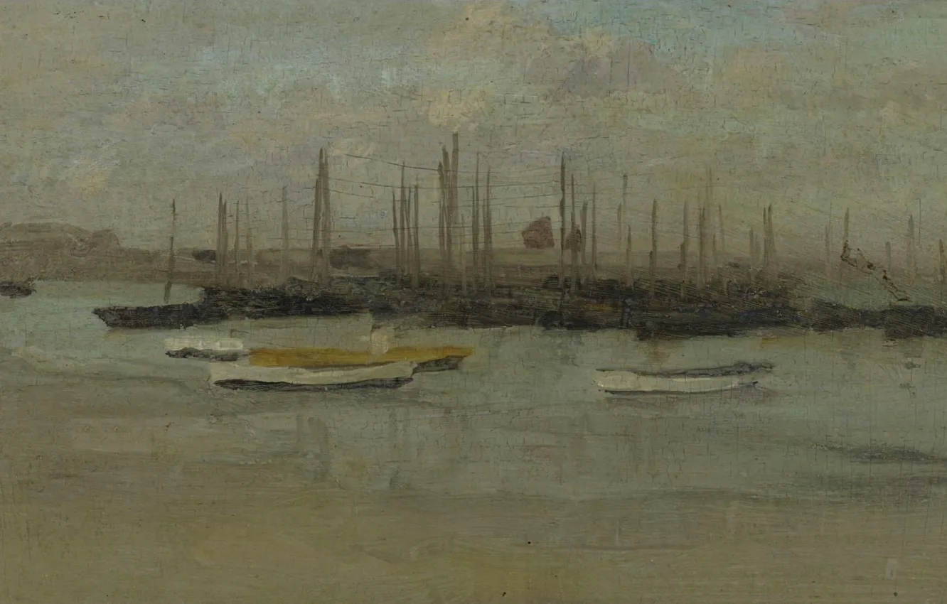 Photo wallpaper picture, seascape, James Abbott McNeil Whistler, Blue and Opal Herring Fleet, James McNeill Whistler