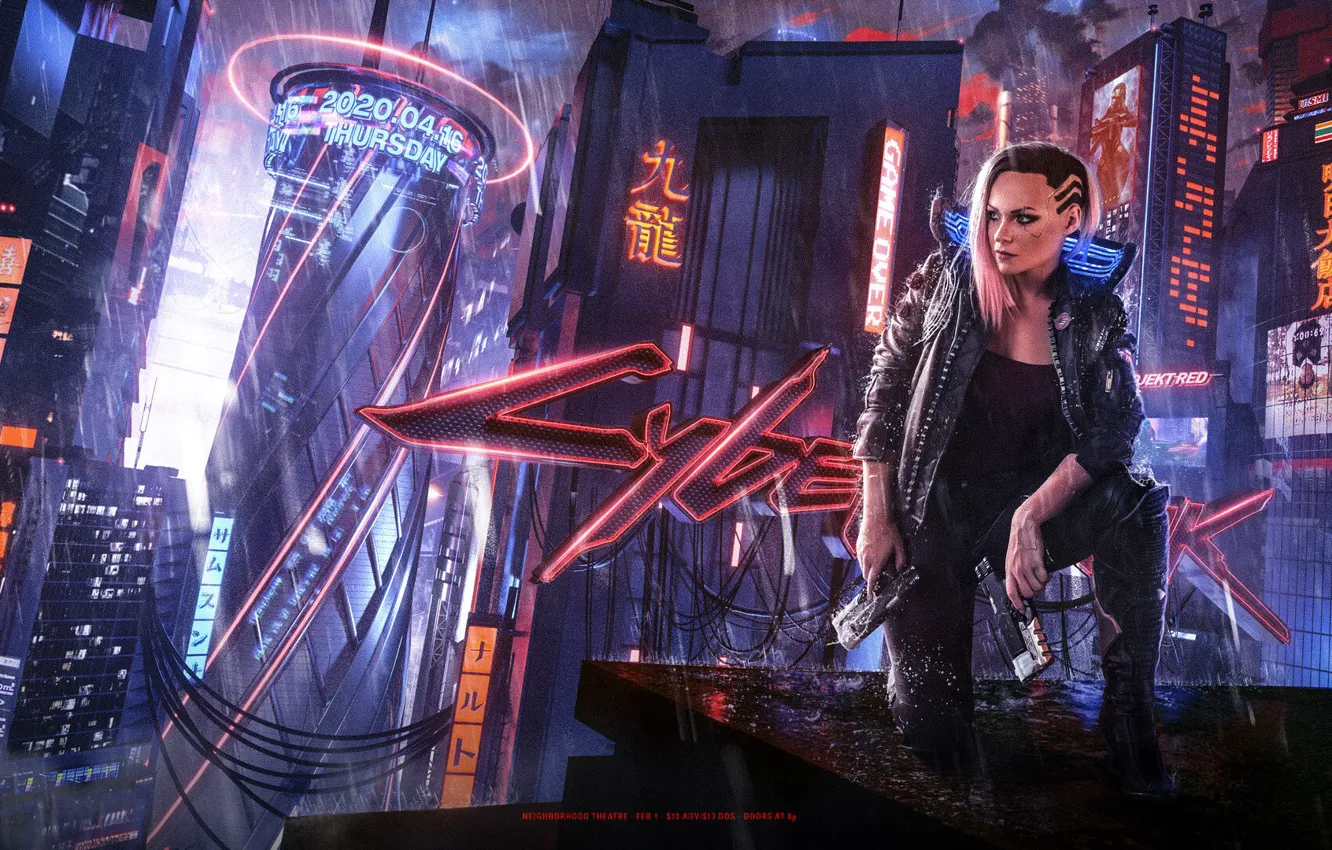 Photo wallpaper girl, the city, Cyberpunk 2077, Cyberpunk, The futuristic