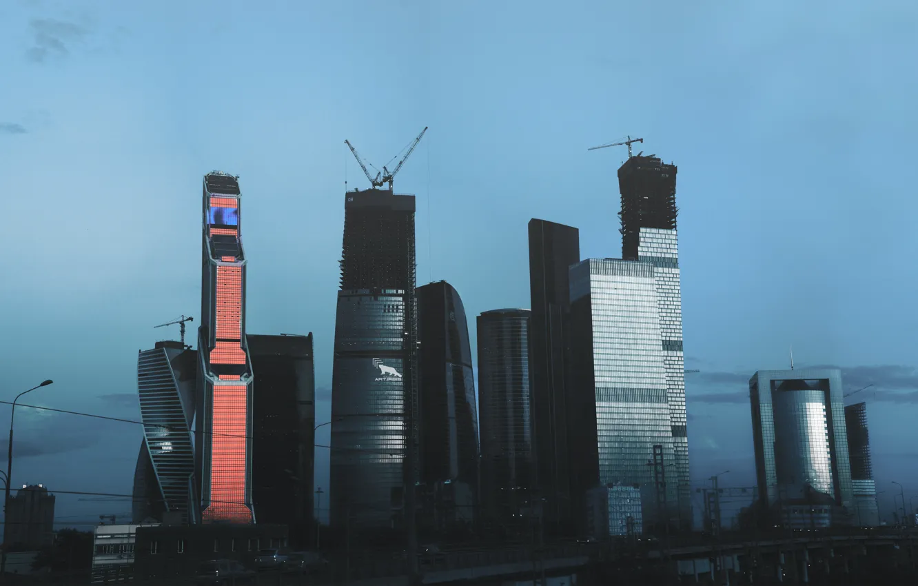 Photo wallpaper skyscrapers, Moscow, Russia, Moscow, capital, Khusen Rustamov, ART.IRBIS Production, Moscow City