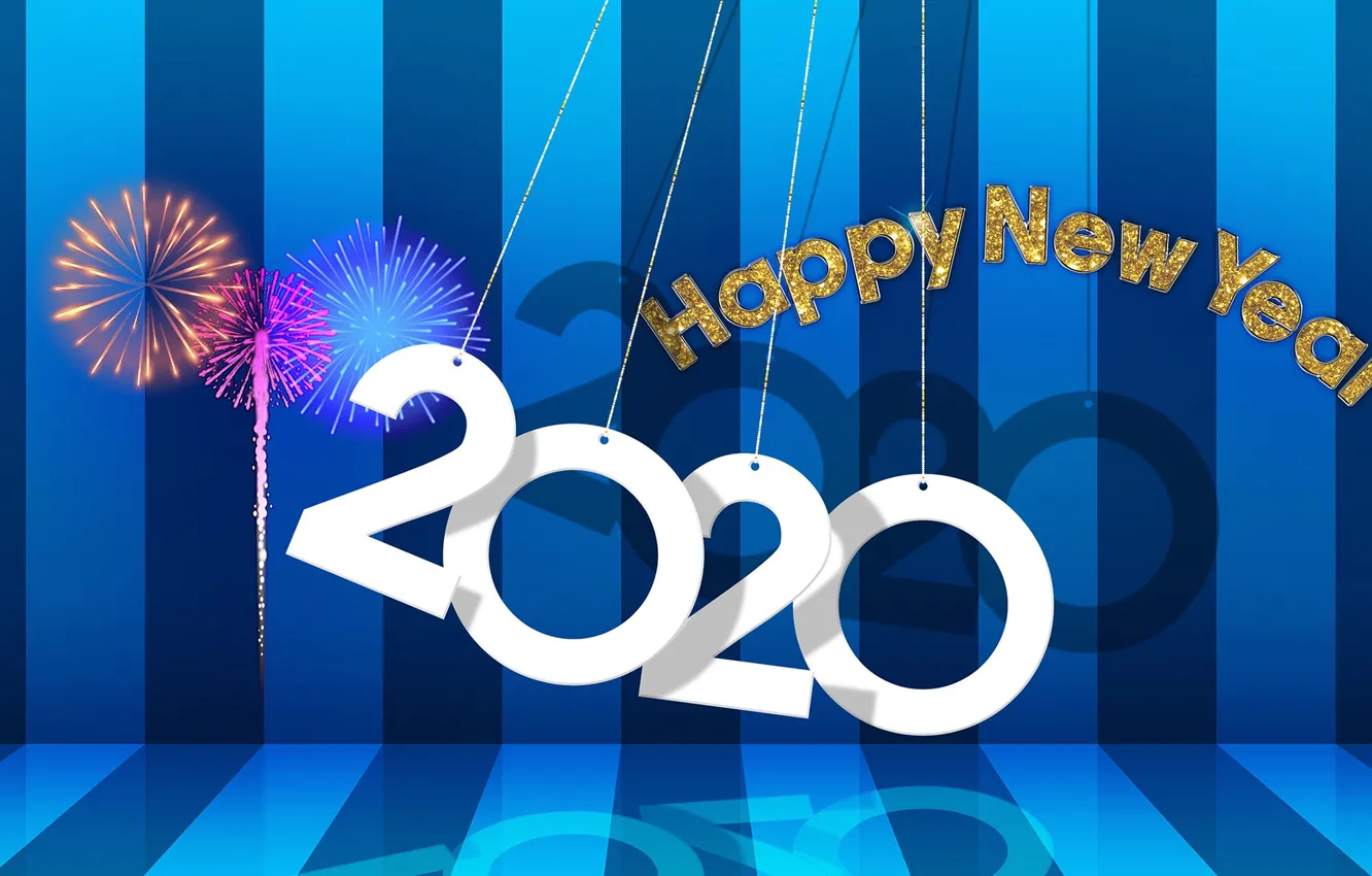 Photo wallpaper background, New year, fireworks, New Year, 2020