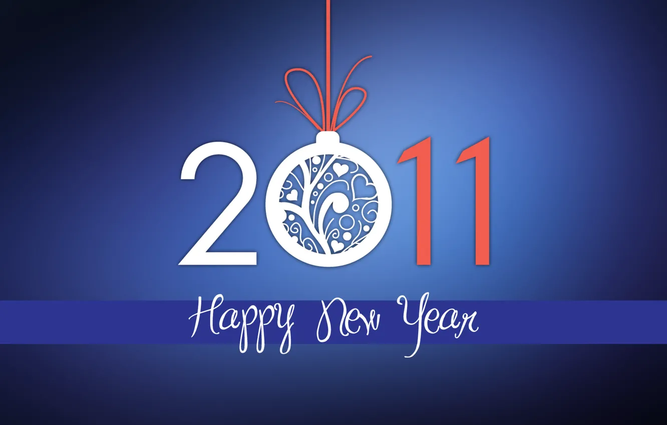 Photo wallpaper holiday, new year, ball, figures, tape, 2011, blue background, date