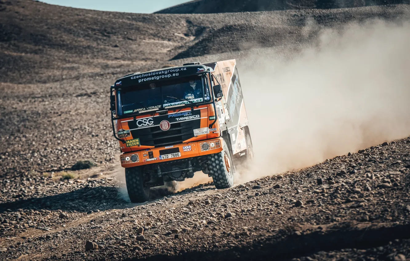 Photo wallpaper Sand, Dust, Sport, Truck, 4x4, Rally, Dakar, Dakar