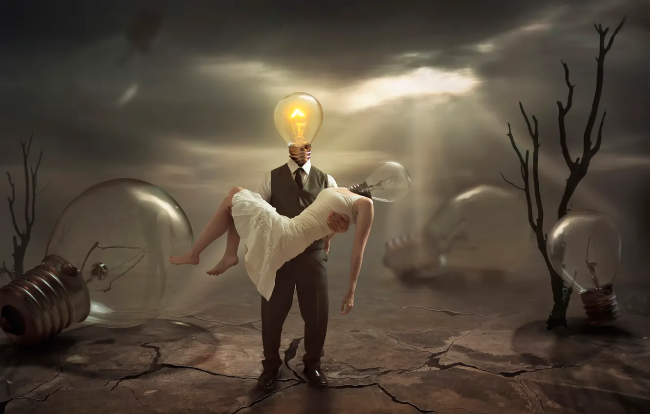 Photo wallpaper hopelessness, light, fantasy, sadness, lamp, despair, art, extinct