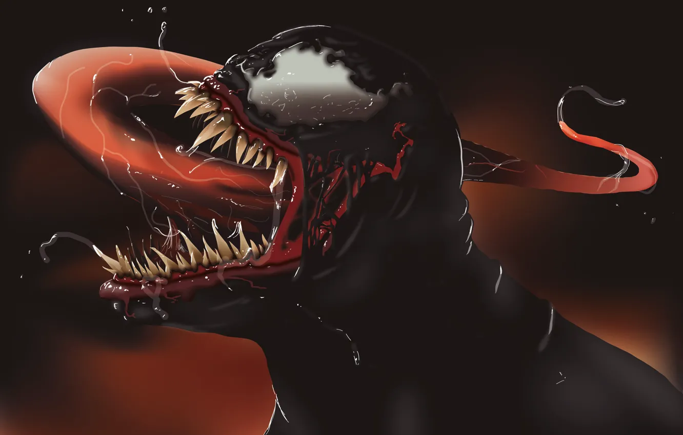 Photo wallpaper language, mouth, saliva, vector graphics, Venom, Venom, symbiote
