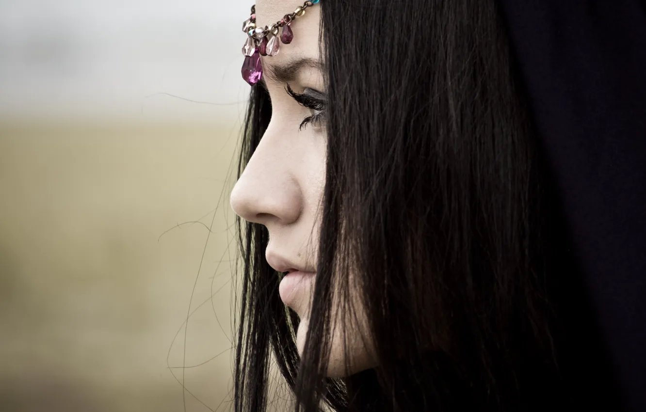 Photo wallpaper look, reverie, hair, lips, profile, mole